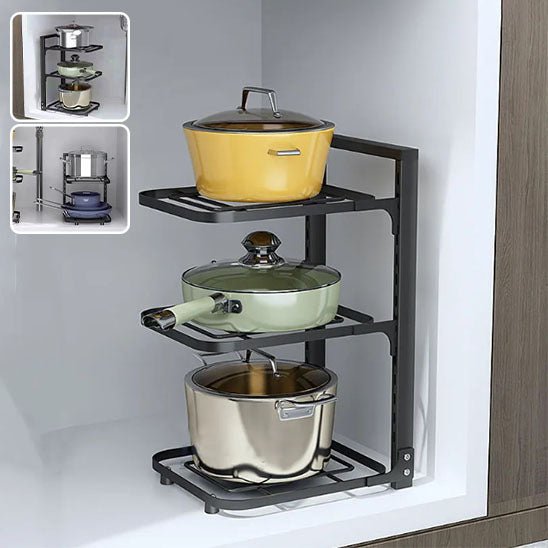 Support casseroles ajustable rangement sous comptoir