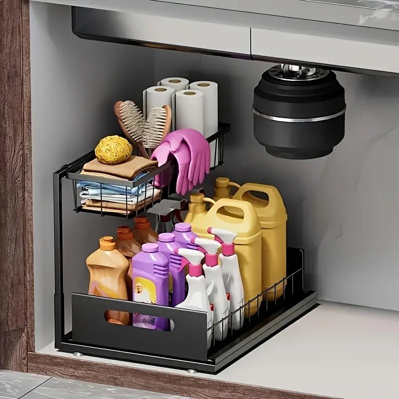 Organisateur d'armoire sous evier coulissant | Orga - Coulissant - Solution Espace Maison