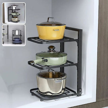 Support casseroles ajustable rangement sous comptoir
