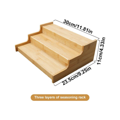 Présentoir en bambou pour épices à 3 niveaux | Présentoir 3 Niveaux - Solution Espace Maison